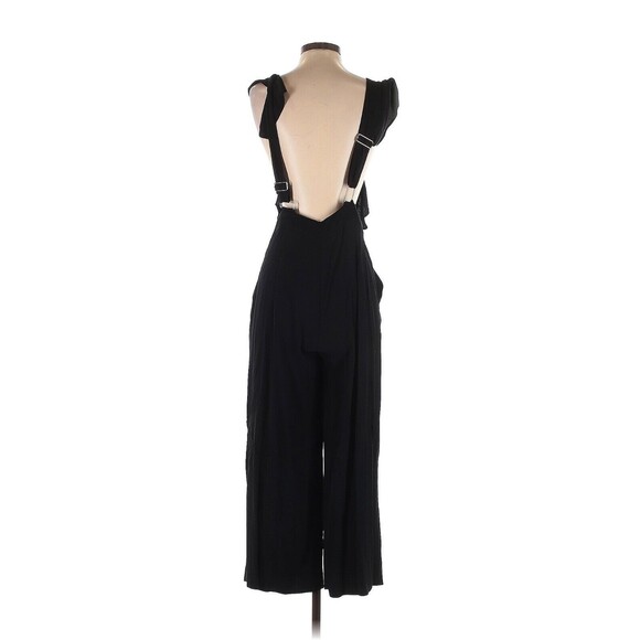 ZARA Solid Black Cropped Strappy Jumpsuit - S - Picture 2 of 2
